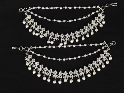 Silver Champaswaralu Graceful Elegant Pearl Drops