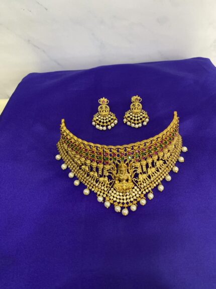 Traditional Lakshmi Temple Matt Choker Set