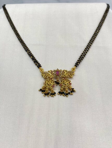 Traditional Temple Design Black Beads Mangalsutra